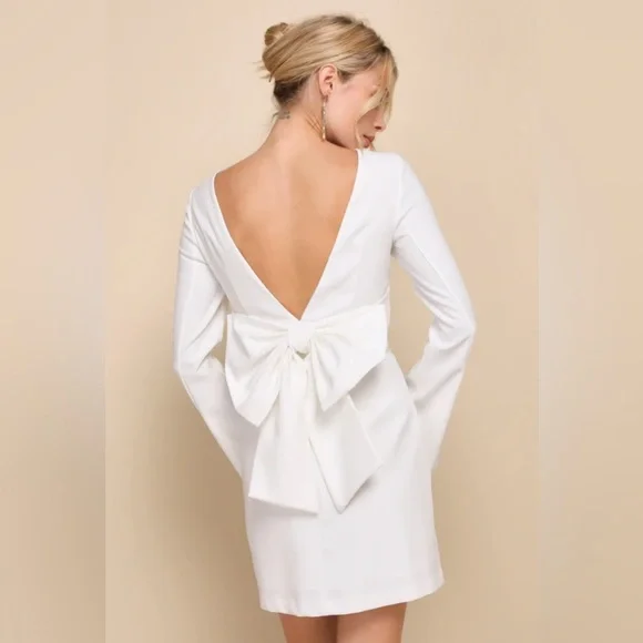 Lulu's Elegant White Mini Dress - Picture 3 of 7
